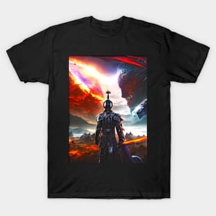 Human/Alien War - Battlefield Gaze - AI Generated Sci Fi Concept Art - T-Shirt